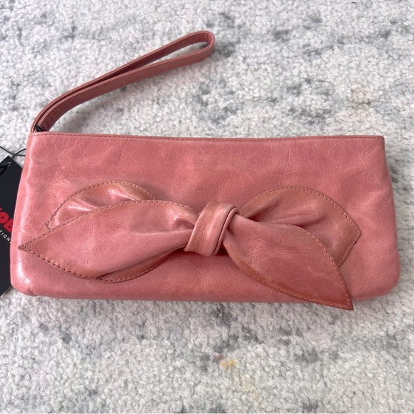 NWT Vintage Hobo International Pink Leather Wristlet Wallet Bow Detail - Picture 1 of 14